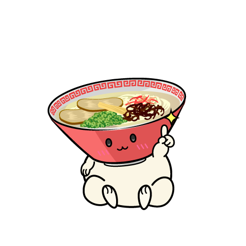 指差しする小ちゃな豚骨ラーメン