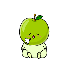 リラックスする小ちゃな青リンゴ