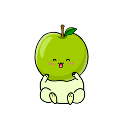 笑顔の小ちゃな青リンゴ