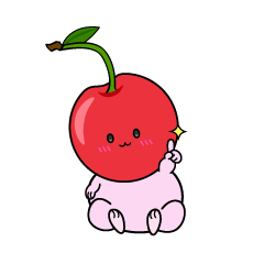 指差しする小ちゃなさくらんぼ