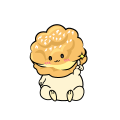 指差しする小ちゃなシュークリーム