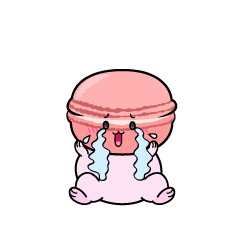 大泣きする小ちゃなピンクのマカロン