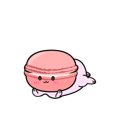 じっと見る小ちゃなピンクのマカロン