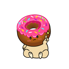 指差しする小ちゃないちごチョコドーナツ