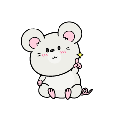指差しする小ちゃな白ネズミ