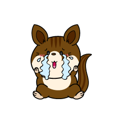 大泣きする小ちゃなリス