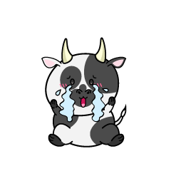 大泣きする小ちゃな牛