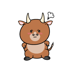 怒る小ちゃな赤牛