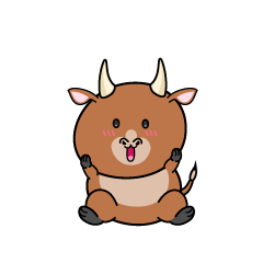 驚く小ちゃな赤牛