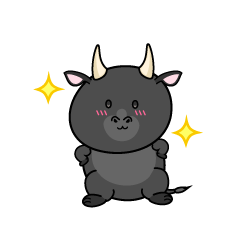 自信満々な小ちゃな黒毛牛