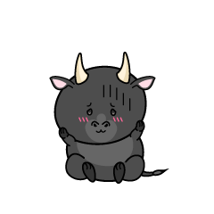 絶望する小ちゃな黒毛牛