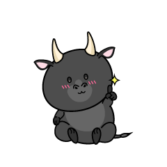 指差しする小ちゃな黒毛牛