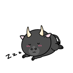 眠る小ちゃな黒毛牛