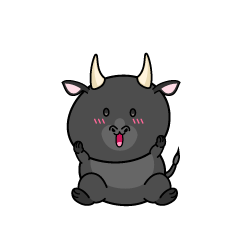 驚く小ちゃな黒毛牛