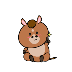 指差しする小ちゃな馬