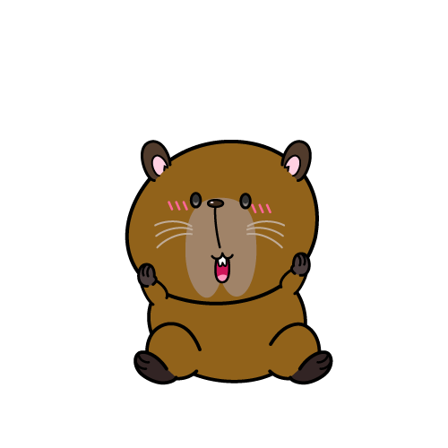 驚く小ちゃなカピバラ