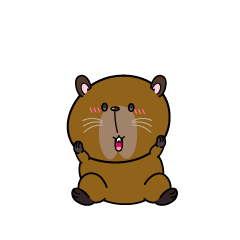 驚く小ちゃなカピバラ