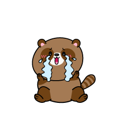 大泣きする小ちゃなタヌキ