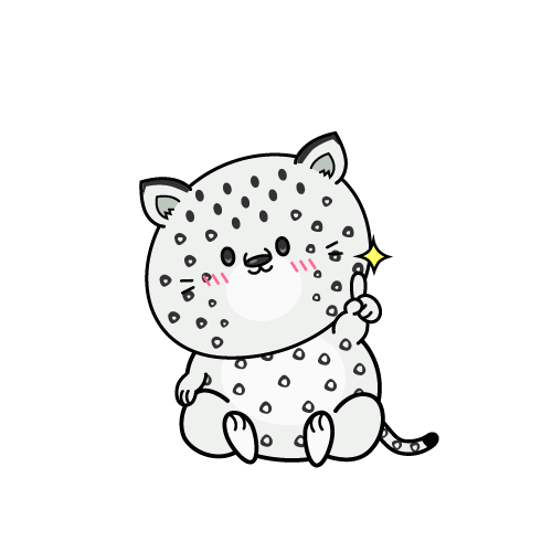 指差しする小ちゃなユキヒョウ