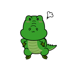 怒る小ちゃなワニ