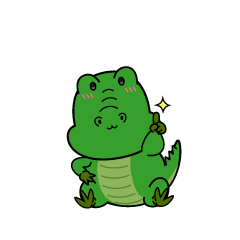 指差しする小ちゃなワニ