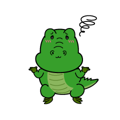 困る小ちゃなワニ