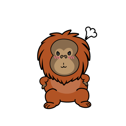 怒る小ちゃなオラウータン