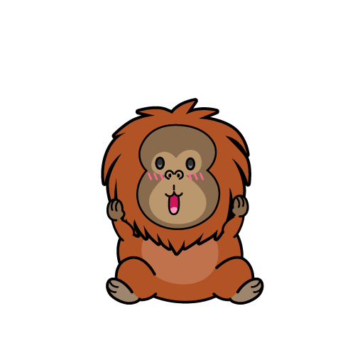 驚く小ちゃなオラウータン