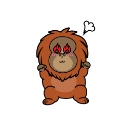 熱意のある小ちゃなオラウータン