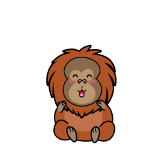 笑顔の小ちゃなオラウータン