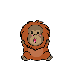 驚く小ちゃなオラウータン
