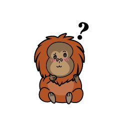 考える小ちゃなオラウータン