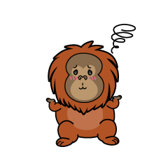困る小ちゃなオラウータン