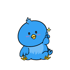 指差しする小ちゃな青い鳥