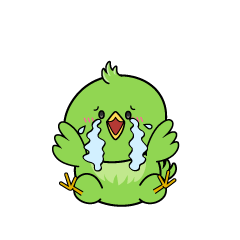 大泣きする小ちゃな緑の鳥