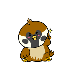 指差しする小ちゃなスズメ