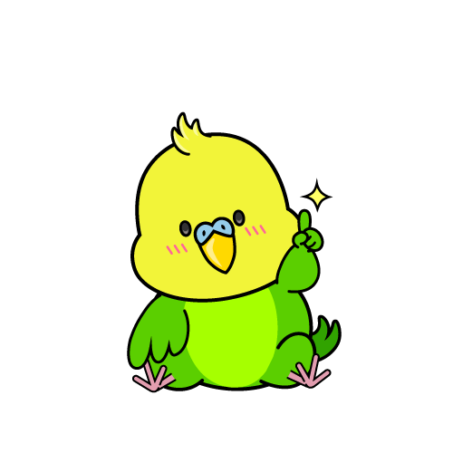 指差しする小ちゃなセキセイインコ
