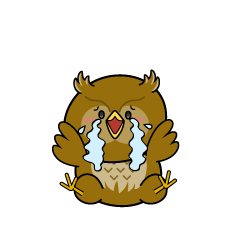 大泣きする小ちゃなフクロウ