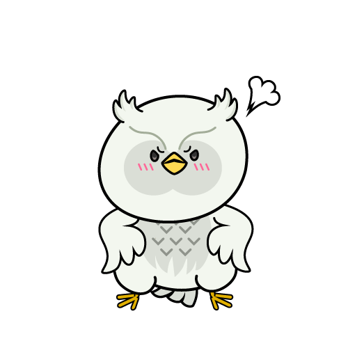 怒る小ちゃな白いフクロウ
