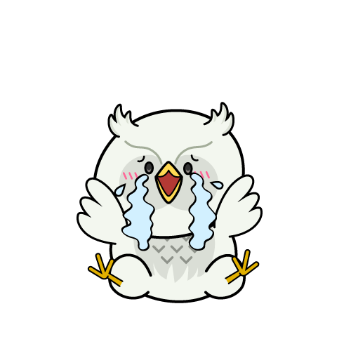 大泣きする小ちゃな白いフクロウ