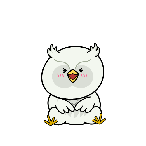 笑う小ちゃな白いフクロウ