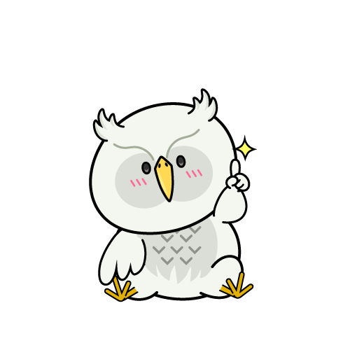 指差しする小ちゃな白いフクロウ