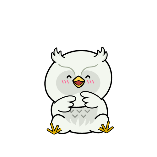 笑顔の小ちゃな白いフクロウ