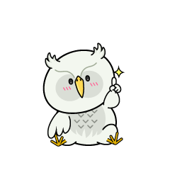 指差しする小ちゃな白いフクロウ