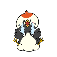 大泣きする小ちゃな鶴