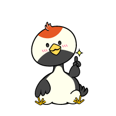 指差しする小ちゃな鶴