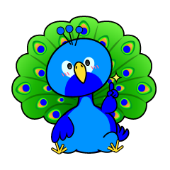 指差しする小ちゃなクジャク