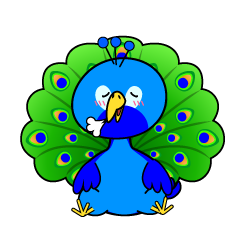 リラックスする小ちゃなクジャク