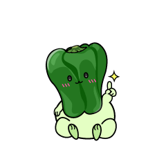 指差しする小ちゃなピーマン