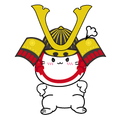 怒る小ちゃな戦国時代の武士猫